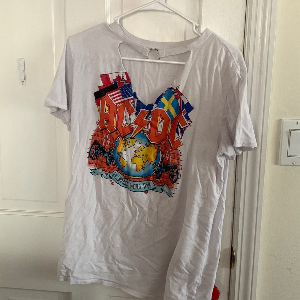 Vintage AC/DC v neck cut shirt